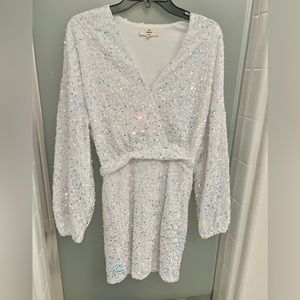 NEW white and pink sequin dress